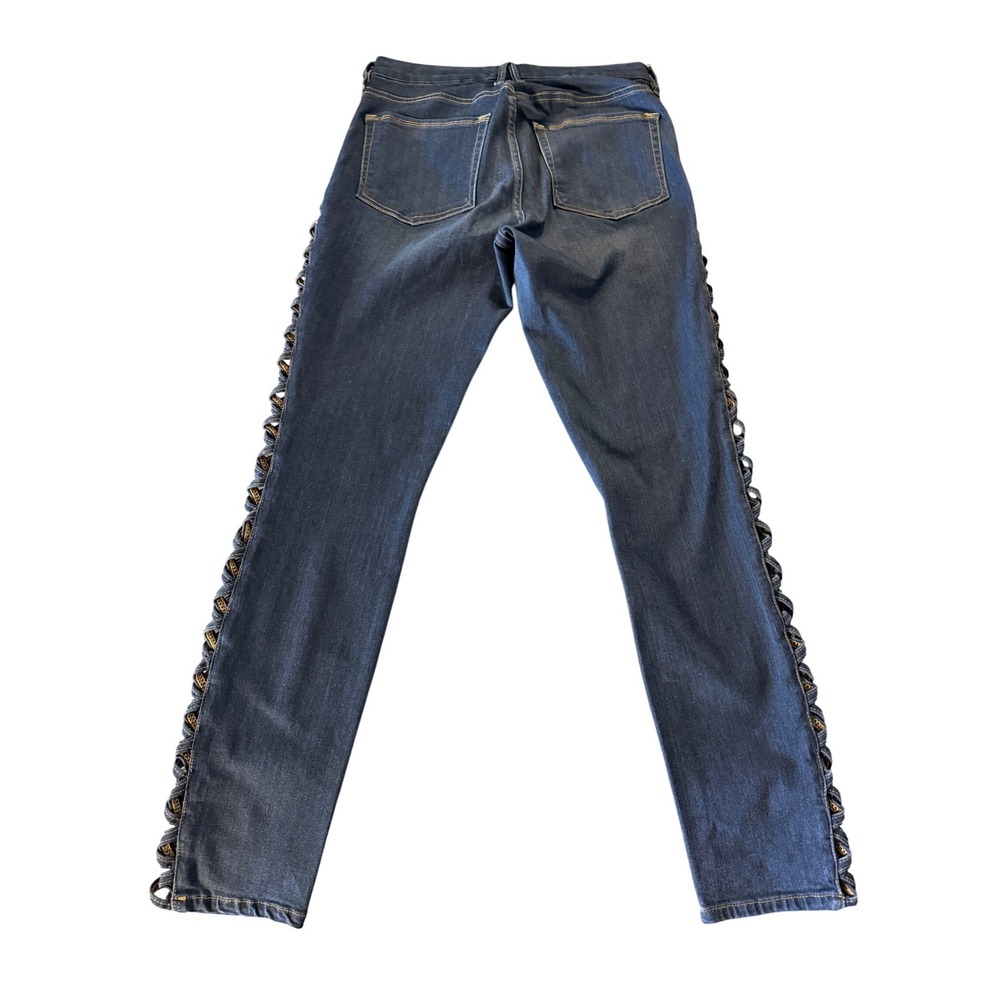 Good American Good Legs Jeans Dark Wash Side Weave Blue Size 12/31 - Picture 8 of 9